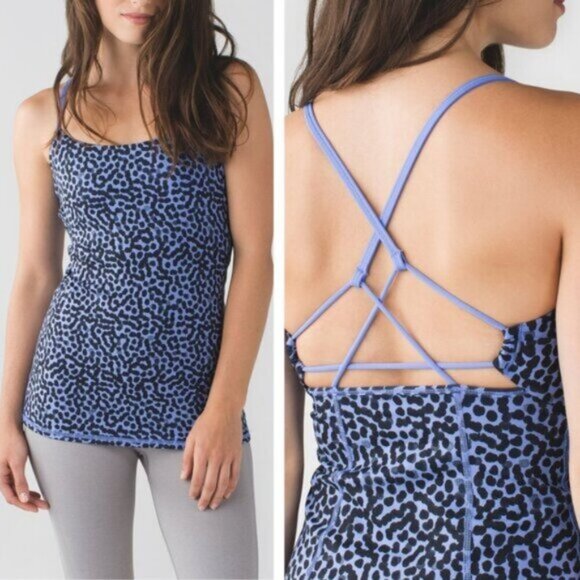 Lululemon Dancing Warrior Tank Ace Spot Lullaby Black Womens Size 6 - Picture 1 of 8